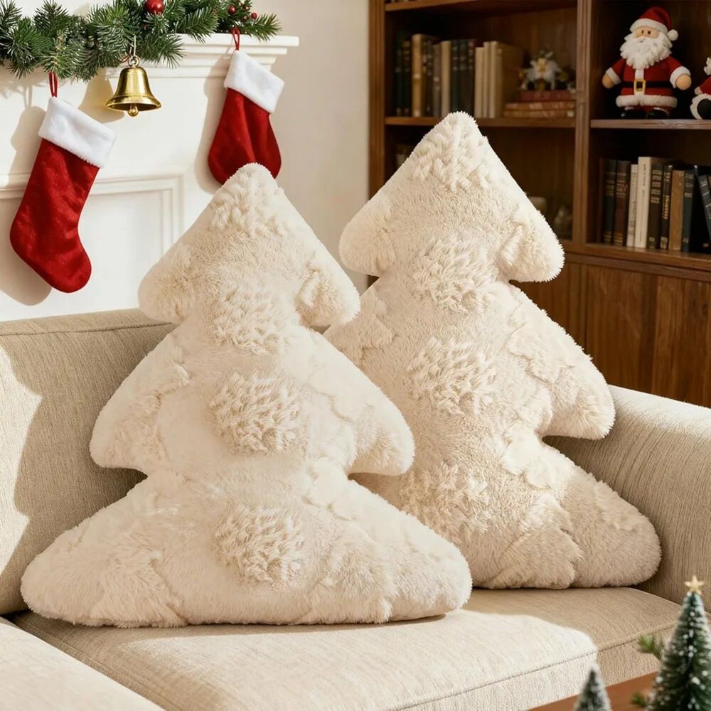 White Christmas Tree Throw Pillow NEW